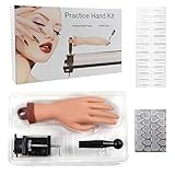 Lasunork Übungshand für Nageldesign, Übungshand Acrylnägel Flexible Nagelhand Übungsmodell Nägel Übungs Training Hand Maniküre Silikon Übungshänd mit Halter(Nackt）