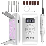 3 in 1 Nagelfräser 35000 U/min, Delanie Elektrische Nagelfeile mit 18W UV Nagellampe für Gelnägel und Acrylgel, Maniküre Pediküre Set, Wiederaufladbares Elektrisches Nagel Fräsmaschine-Sliber*