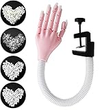 Flexibel Nagel übungshand mit 400pcs Ersatznägel, Professionelles übungsmodell Nägel Übungshände Training Hand Nagelkunst Maniküre Tool, Rosa